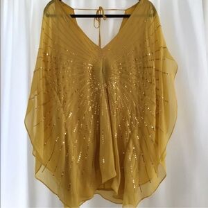 ISO BCBGMaxAzria Gold Sequin V-Neck Tunic
